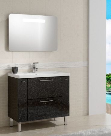 Тумба с раковиной SanVit Комфорт 90 kkomf090 с фактурой под дерево Шелк Сталь