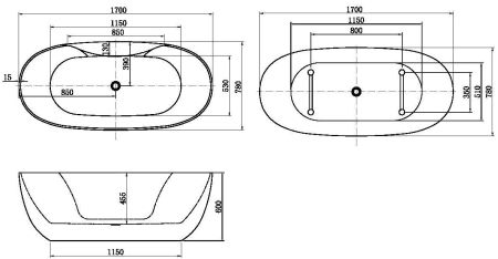 Акриловая ванна Aquanet Family Sweet 170x78 155778-MW, артикул 155778-MW