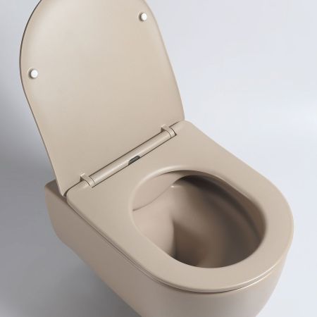 Унитаз подвесной Evo VT1-34SMC безободковый, цвет капучино матовый, ультратонкое soft-close сиденье, артикул VT1-34SMC