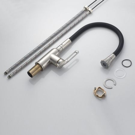 Смеситель для кухни с гибким изливом Raffine F303L-3, сатин