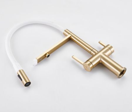 Смеситель для кухни с подключением фильтра для воды Rose R458G, золотой сатин