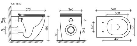 Напольный приставной унитаз Mia Rimless CN1810, артикул CN1810