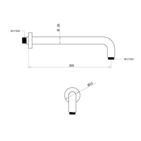 BONGIO Держатель верхнего душа 300 мм., цвет хром