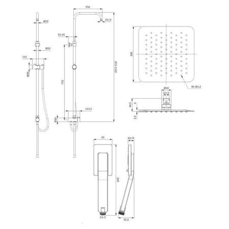 Система для душа наружного монтажа OMNIRES SYSTORONTOCR (хром), артикул SYSTORONTOCR
