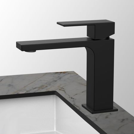 смесители для раковины Vincea Смеситель для раковины Cube VBF-1C01MB однорычажный, черный,, артикул VBF-1C01MB