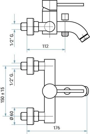Emmevi Piper, однорычажный смеситель для ванны без набора для душа, цвет бронза