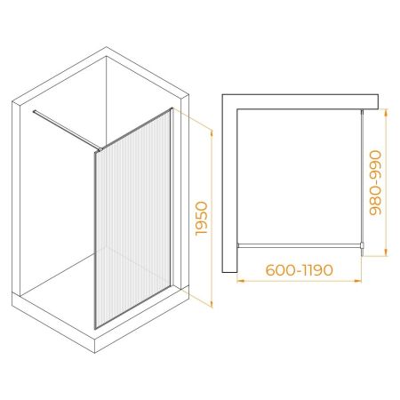 Душевая перегородка RGW WA-08Gb (1000), артикул 06100810-156