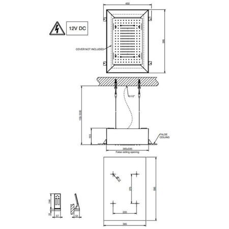 Gessi Afilo Встраиваемая душевая система 300х500мм, "Тропический ливень и хромотерапия", пульт упр. держатель.треб ист питания на 12B, нужен блок пита, артикул 57401#279