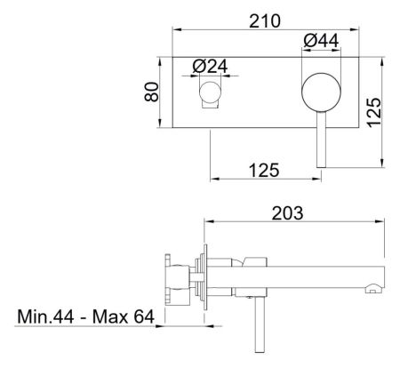 AQG Stick One, встраиваемый в стену однорычажный смеситель  для раковины, цвет хром, артикул 01STR170CR