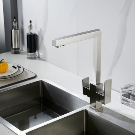 Смеситель для кухни с подключением фильтра Shevanik S148L, сатин, артикул S148L