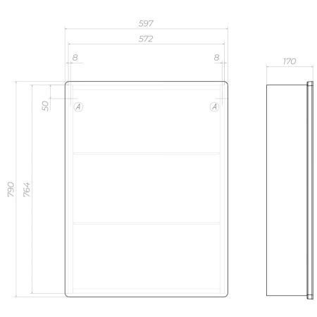 Шкаф VIGO навесной Geometry Step 600 с зеркалом  (301), артикул 301