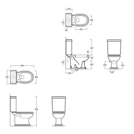 SIMAS Arcade Унитаз моноблок 36,5х68,5см, слив в стену, цвет белый, артикул AR831bi