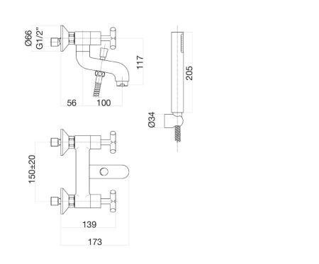 Смеситель для ванны Fiore XT 25CR0510, хром, артикул 25CR0510