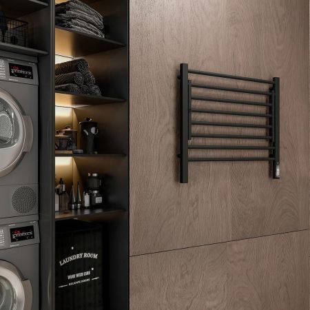 Полотенцесушитель электрический с полкой Terminus Горизонт П8 60х60 КС, черный муар, артикул 4670078543523