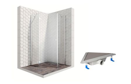 Душевой уголок Ambassador Diamond 12011112L-ST9, пятиугольный, угловой трап, 100х100, артикул 12011112L-ST9