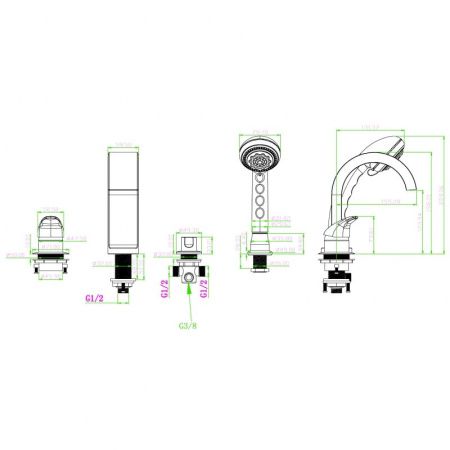 Смеситель для акриловой ванны, врезной AquaDesign, Artistica_Комплект