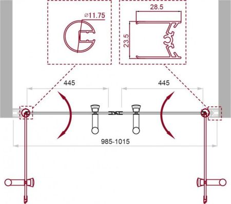 Душевая дверь в нишу BELBAGNO UNO-B-2, артикул UNO-B-2-120-CH-Cr