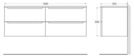 Мебель для ванной комнаты BELBAGNO ETNA-1400 со столешницей, артикул ETNA-700-2C-SO-RW-P