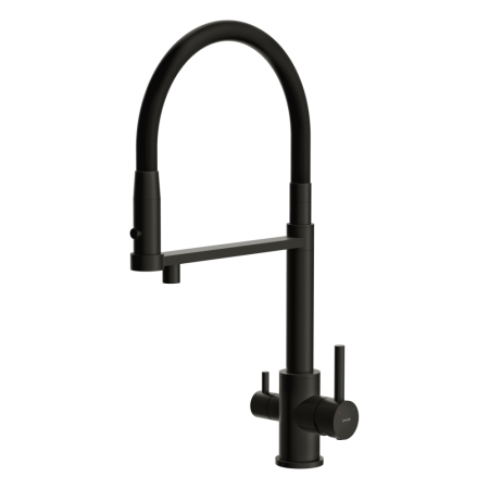 Смеситель для кухни Cersanit ZEN однорычажный с фильтром с гибким изливом черный (68250), артикул 68250