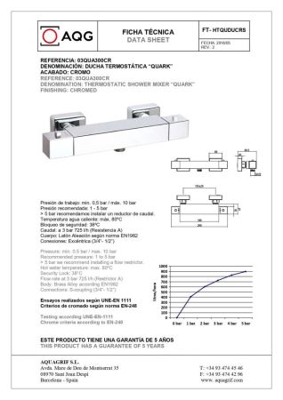 AQG QUARK, однорычажный смеситель для душа с термостатом, цвет хром, артикул 03QUA300CR