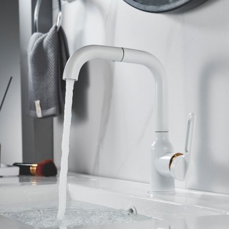 Смеситель для раковины Raffine F201C, белый