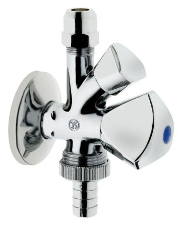 Schlosser, комбинированный угловой вентиль с 3-угольной рукояткой, подключение 1/2", цвет хром, артикул 1720-1550-001