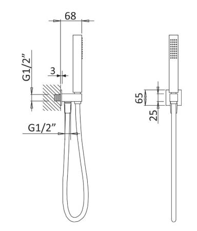 Ручной душ с гибким шлангом и штуцером держателем CEZARES PORTA-DEFM, артикул PORTA-DEFM-SR