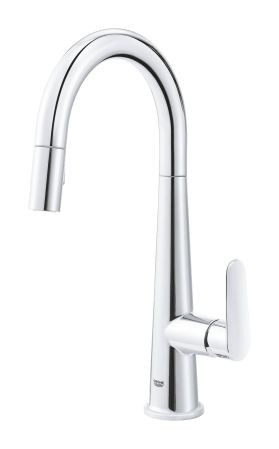 Смеситель для кухни GROHE Veletto, C-образный высокий выдвижной излив, хром (30419000), артикул 30419000