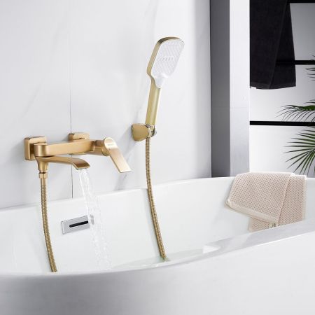 Смеситель для ванны Shevanik S4102G, золотой сатин