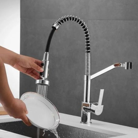 Смеситель для кухни с гибким изливом и режимом душ Haiba HB73826, хром