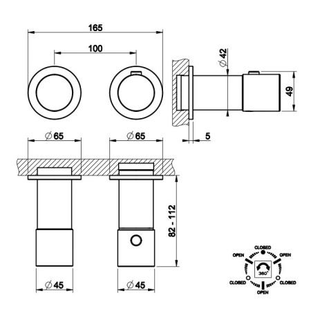 GESSI HABITO DIAMANTATO Смеситель настенный встраиваемый, термостатический, с переключателем на 3 положения, внешняя часть, цвет Copper Brushed PVD