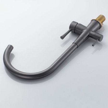 Смеситель для кухни с подключением фильтра Shevanik S428T, оружейная сталь, артикул S428T