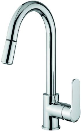 Emmevi Nefer, кухонный смеситель с поворотным изливом и вытяжным носиком, цвет хром, артикул 77066CR