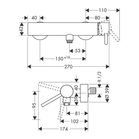 AX Starck Смеситель для душа , цвет сталь, артикул 10611800