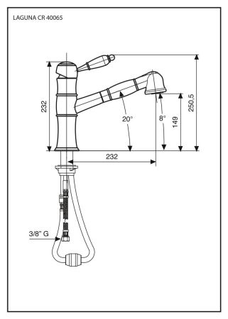 Смеситель Laguna с вытяжным изливом для кухни, цвет хром, артикул 40065CR