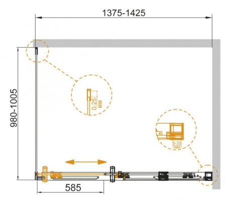 Душевой уголок CEZARES DUET-SOFT-AH-1, артикул DUET SOFT-AH-1-100/80-C-Cr-R