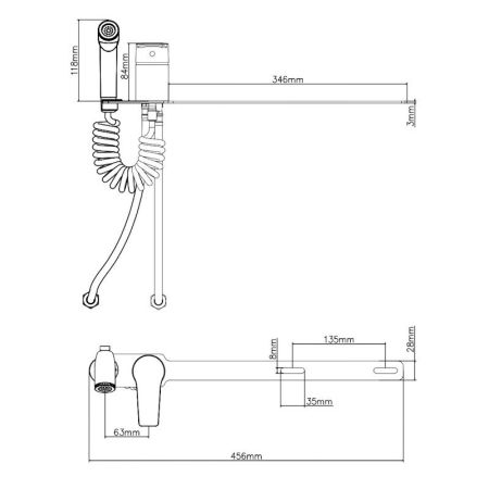 Гигиенический душ со смесителем на борт унитаза VODA LV10, хром