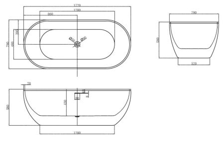 Акриловая ванна ABBER AB9241MB, артикул AB9241MB