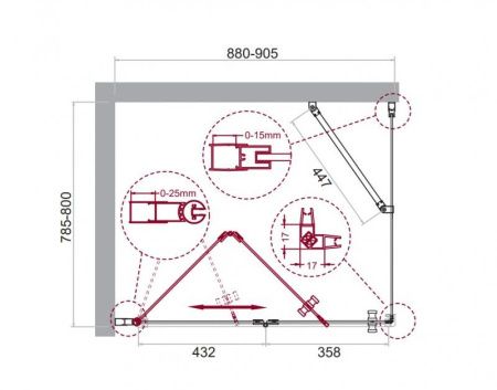 Душевой уголок BelBagno ALBANO-ASH-1-90/80-C-Cr