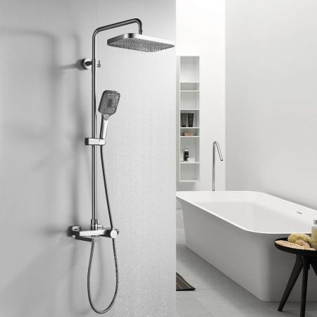 Душевая система с термостатом Rose R1896T, пепельный