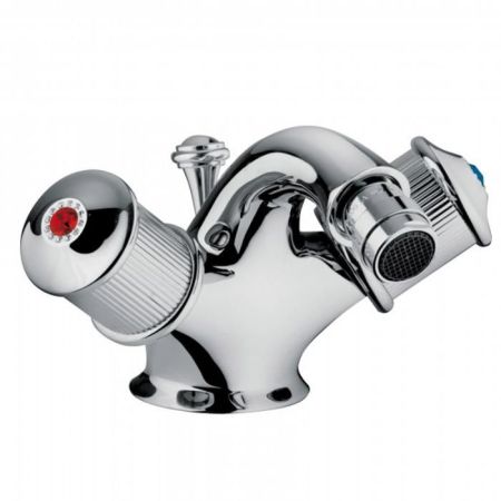 Bongio Impero Смеситель для биде с донным клапаном, цвет золото/Blue and Red Swarovski