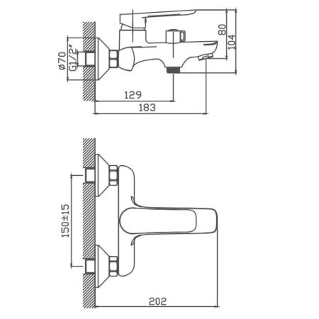 Смеситель для ванны Cron CN60521, хром, артикул CN60521