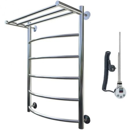 Электрический полотенцесушитель Тругор Приоритет 1 элТЭН 80x60 с полкой Хром, артикул Приоритет1/элТЭН8060П