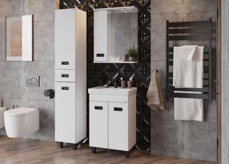 Шкаф-зеркало Onika Балтика Black 58 белый, левый, с подсветкой, артикул 205848