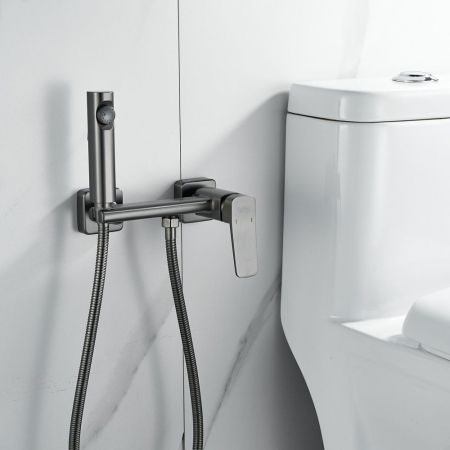 Гигиенический душ со смесителем Raffine F0599T-1, оружейная сталь