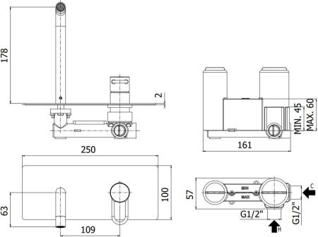 Смеситель для раковины Paffoni Joker JK105NO (с внутренней частью), артикул JK105NO