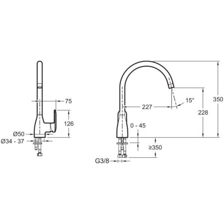 E99477-CP смеситель для кухни KUMIN, однорыч., поворотный излив (хром), артикул E99477-CP