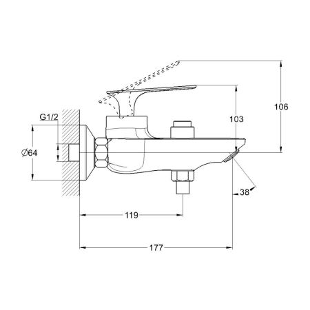 Смеситель для ванны G.Lauf LOT3-A010, хром