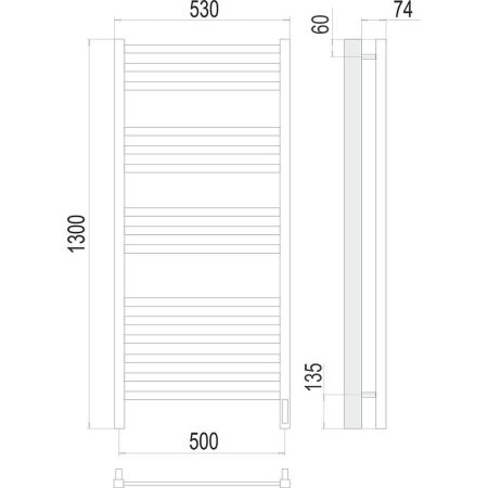 Полотенцесушитель электрический Terminus Ното П15 50х130, артикул 4670078526953