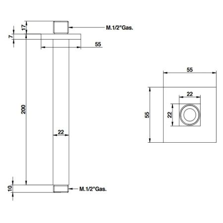 Bongio  Держатель для верхнего душа 200 мм, цвет хром, артикул 00801CR20PR